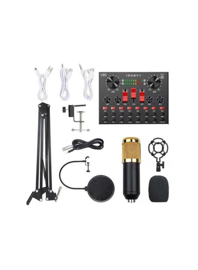 ACLIX Professional Condenser Microphone With V8s Sound Card & Microphone stand - Image 1